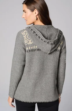 Hand-Embroidered Hooded Cardi