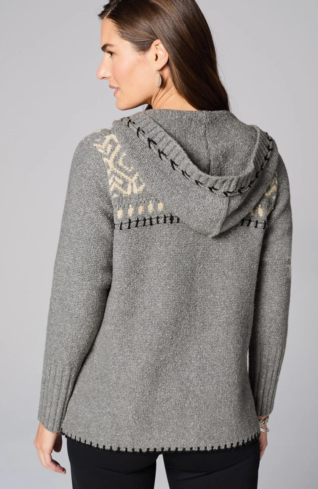 Hand-Embroidered Hooded Cardi