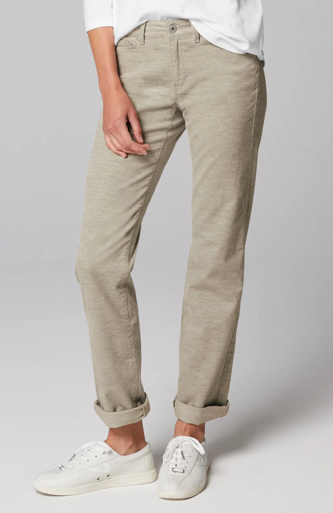 Heathered-Cord Relaxed Boyfriend Jeans