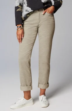 Heathered-Cord Relaxed Boyfriend Jeans
