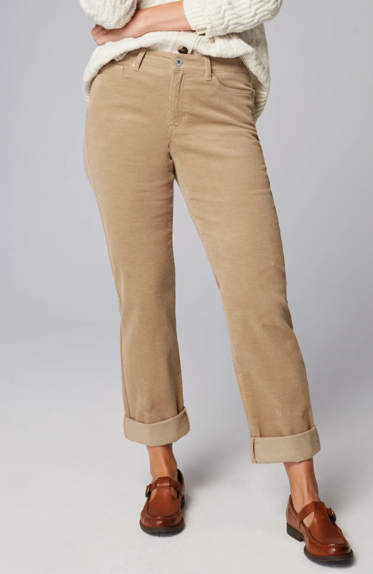 Heathered-Cord Relaxed Boyfriend Jeans