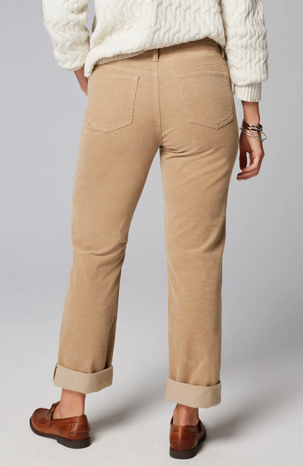 Heathered-Cord Relaxed Boyfriend Jeans
