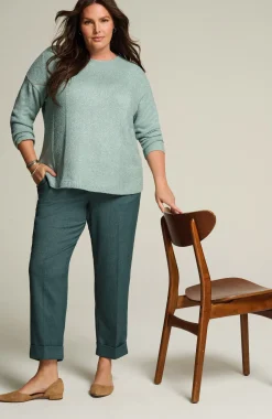 Herringbone Cuffed Pull-On Pants