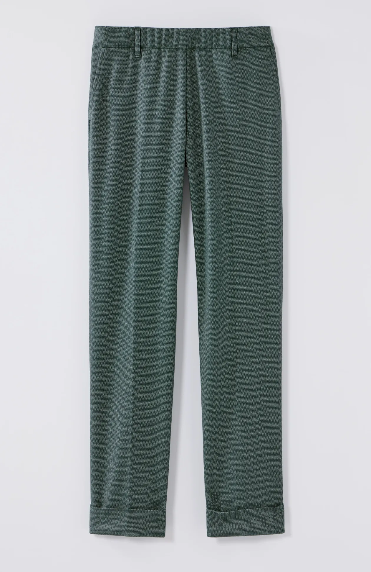 Herringbone Cuffed Pull-On Pants