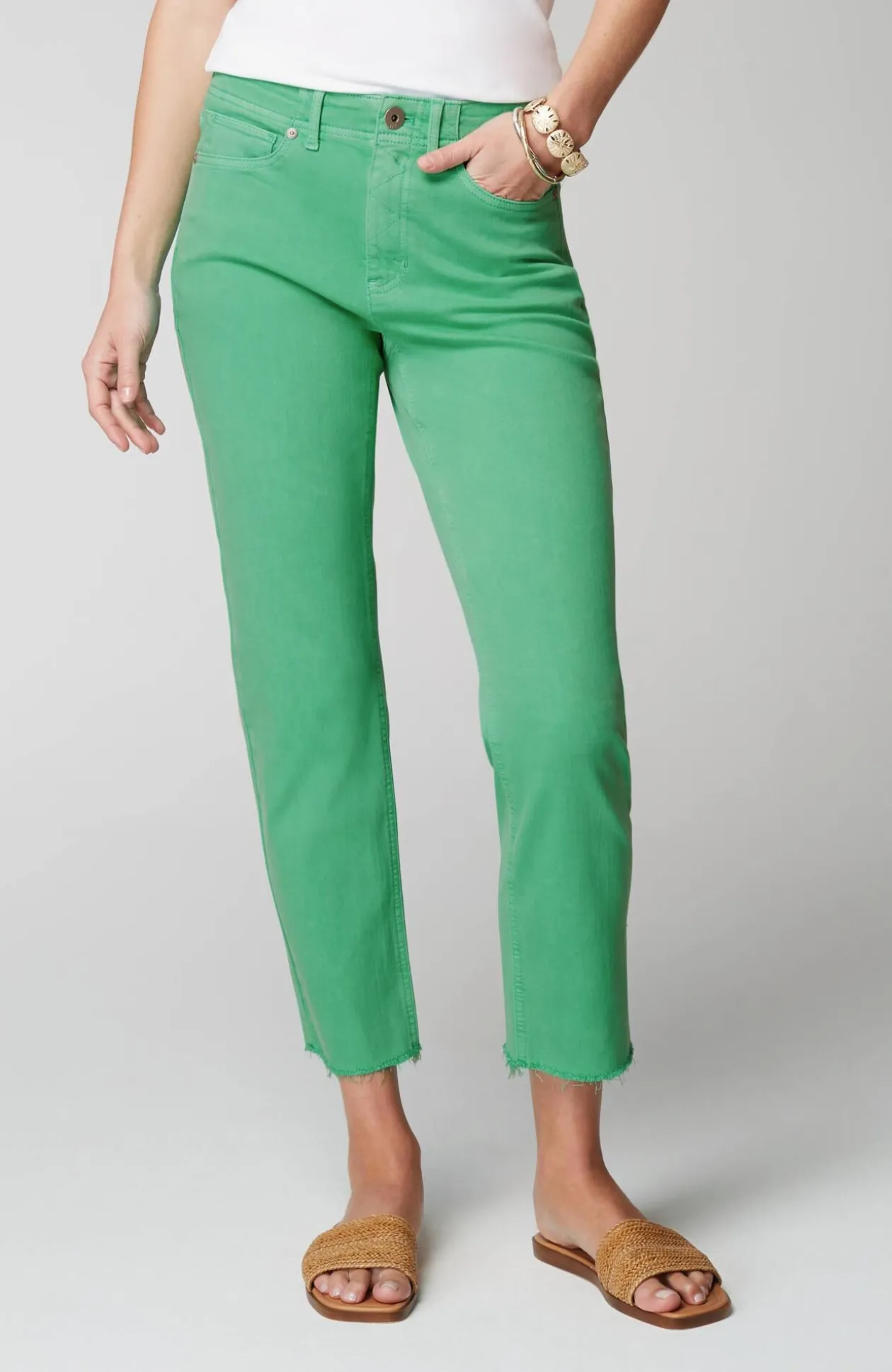 High-Rise Fringe-Hem Crops