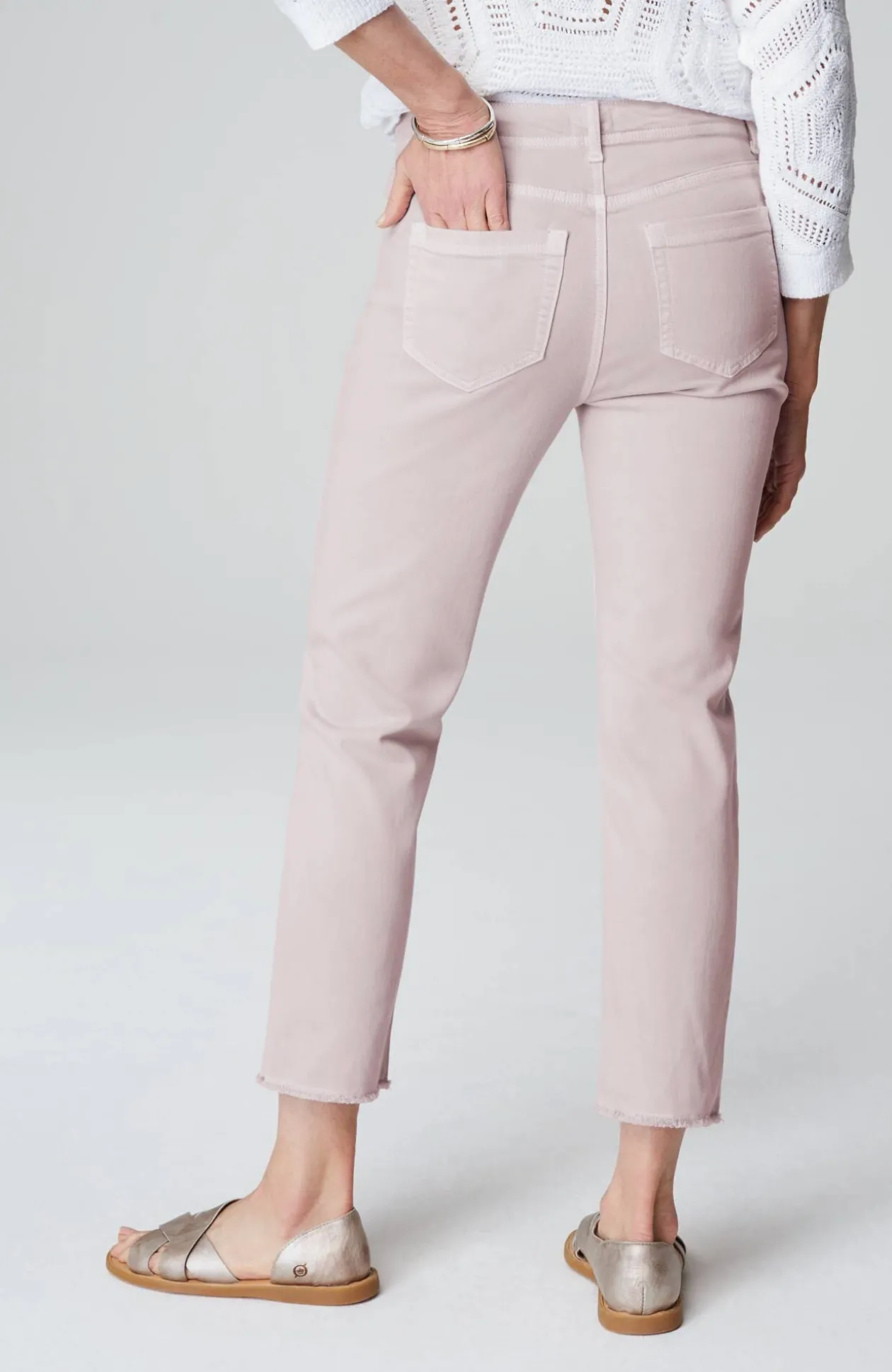 High-Rise Fringe-Hem Crops