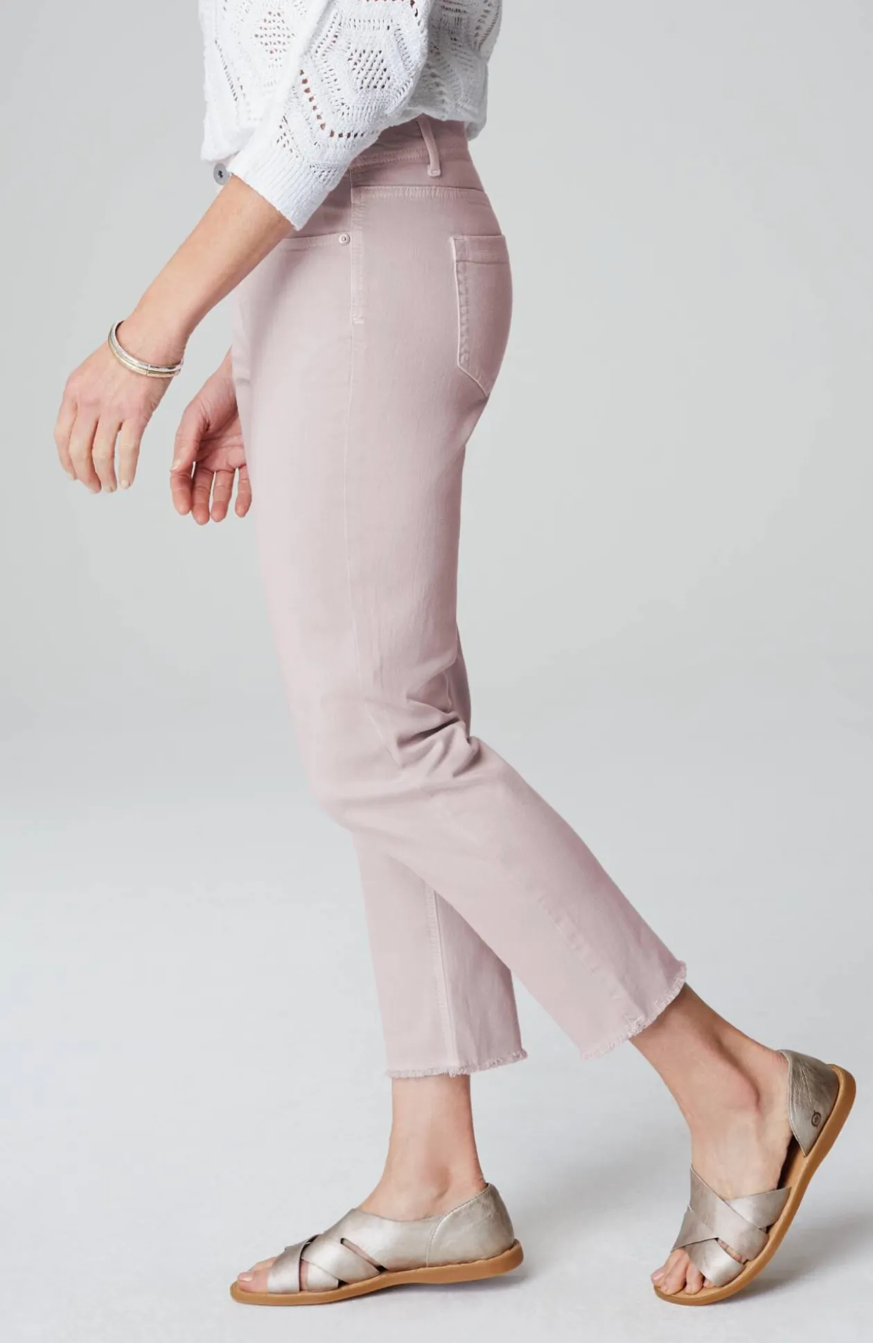 High-Rise Fringe-Hem Crops