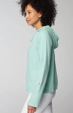Hooded Tab-Sleeve Jacket