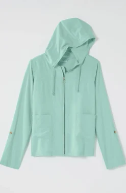 Hooded Tab-Sleeve Jacket