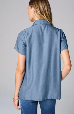 Indigo Collared Top