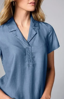 Indigo Collared Top
