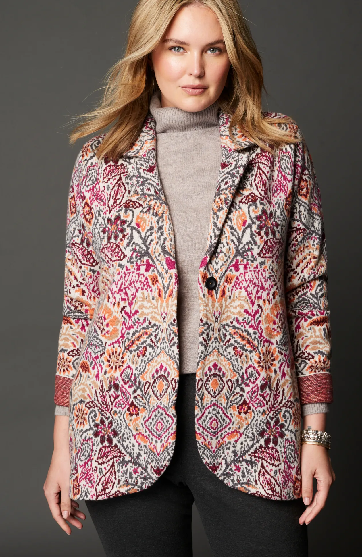 Jacquard Sweater Blazer