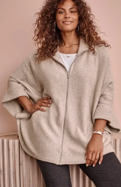 Jacquard-Knit Zip-Up Poncho