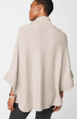 Jacquard-Knit Zip-Up Poncho