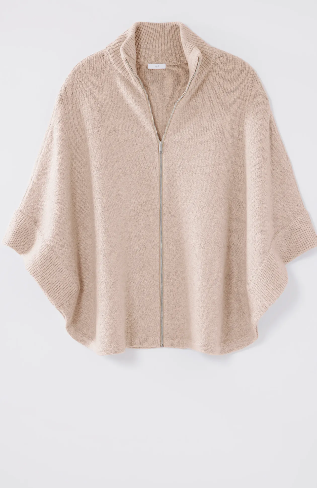 Jacquard-Knit Zip-Up Poncho