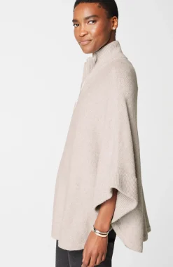Jacquard-Knit Zip-Up Poncho