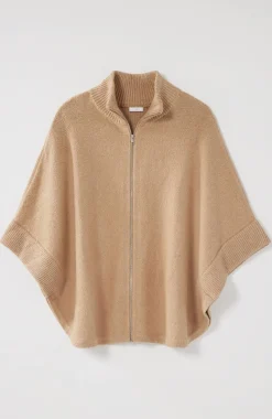 Jacquard-Knit Zip-Up Poncho