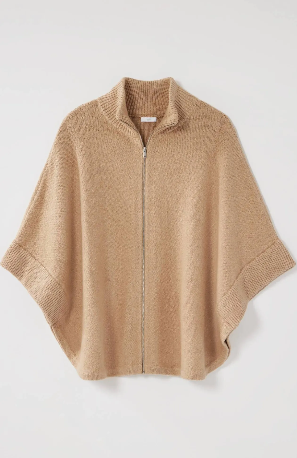 Jacquard-Knit Zip-Up Poncho