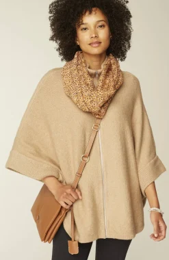 Jacquard-Knit Zip-Up Poncho