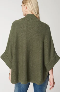 Jacquard-Knit Zip-Up Poncho
