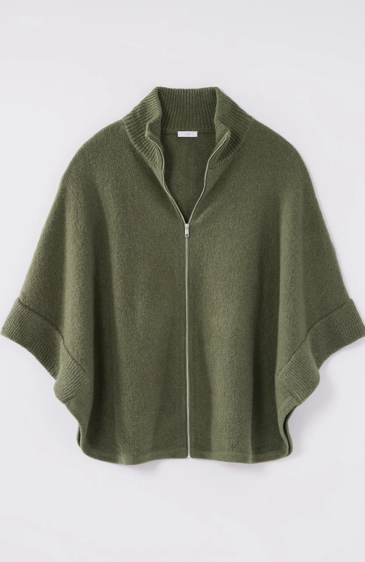 Jacquard-Knit Zip-Up Poncho