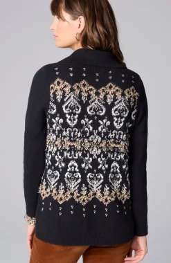 Jacquard-Patterned Collared Sweater