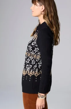 Jacquard-Patterned Collared Sweater