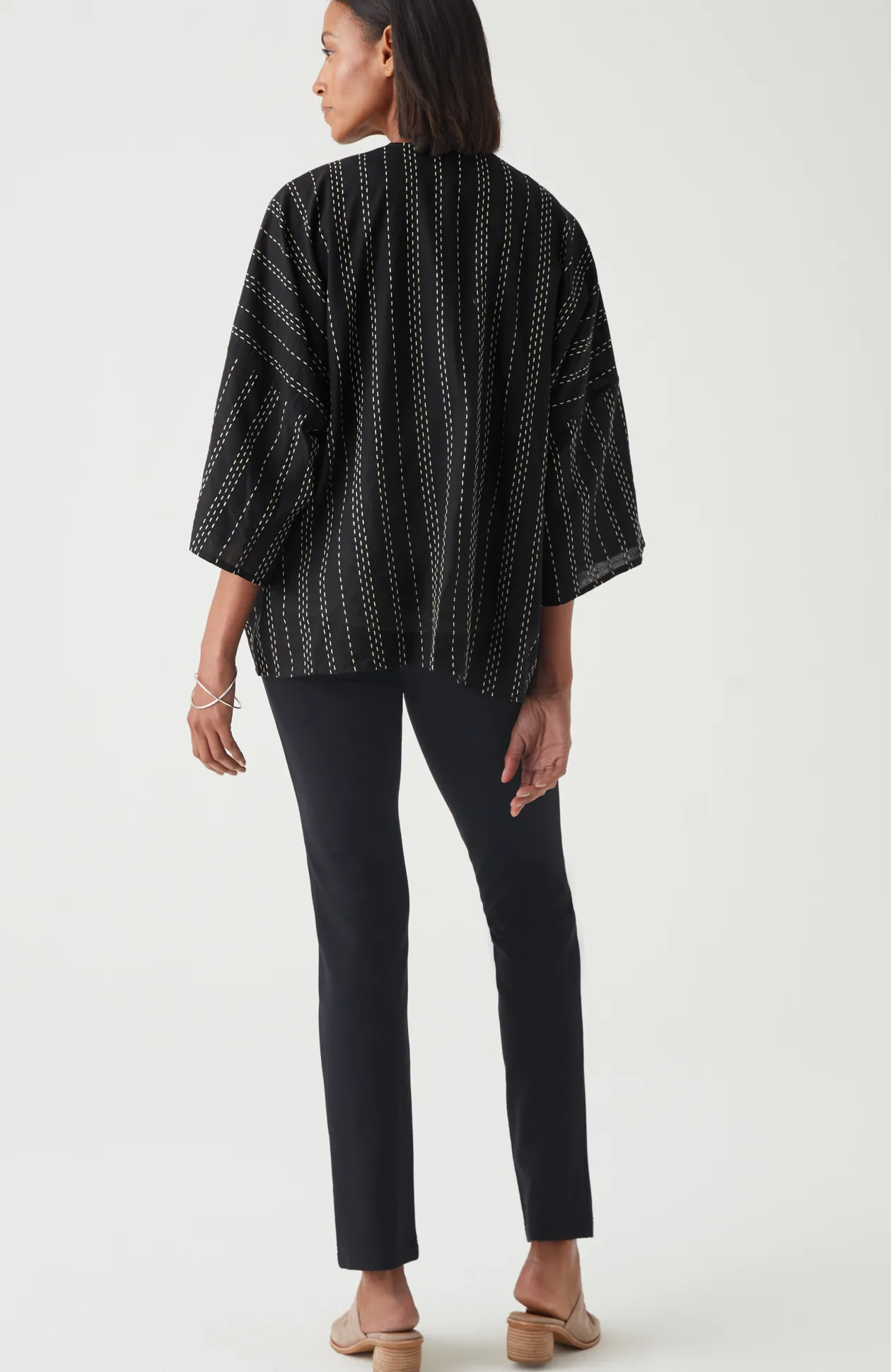 Kantha-Stitched Open-Front Jacket