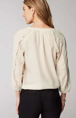Lace-Trimmed Tie-Front Top