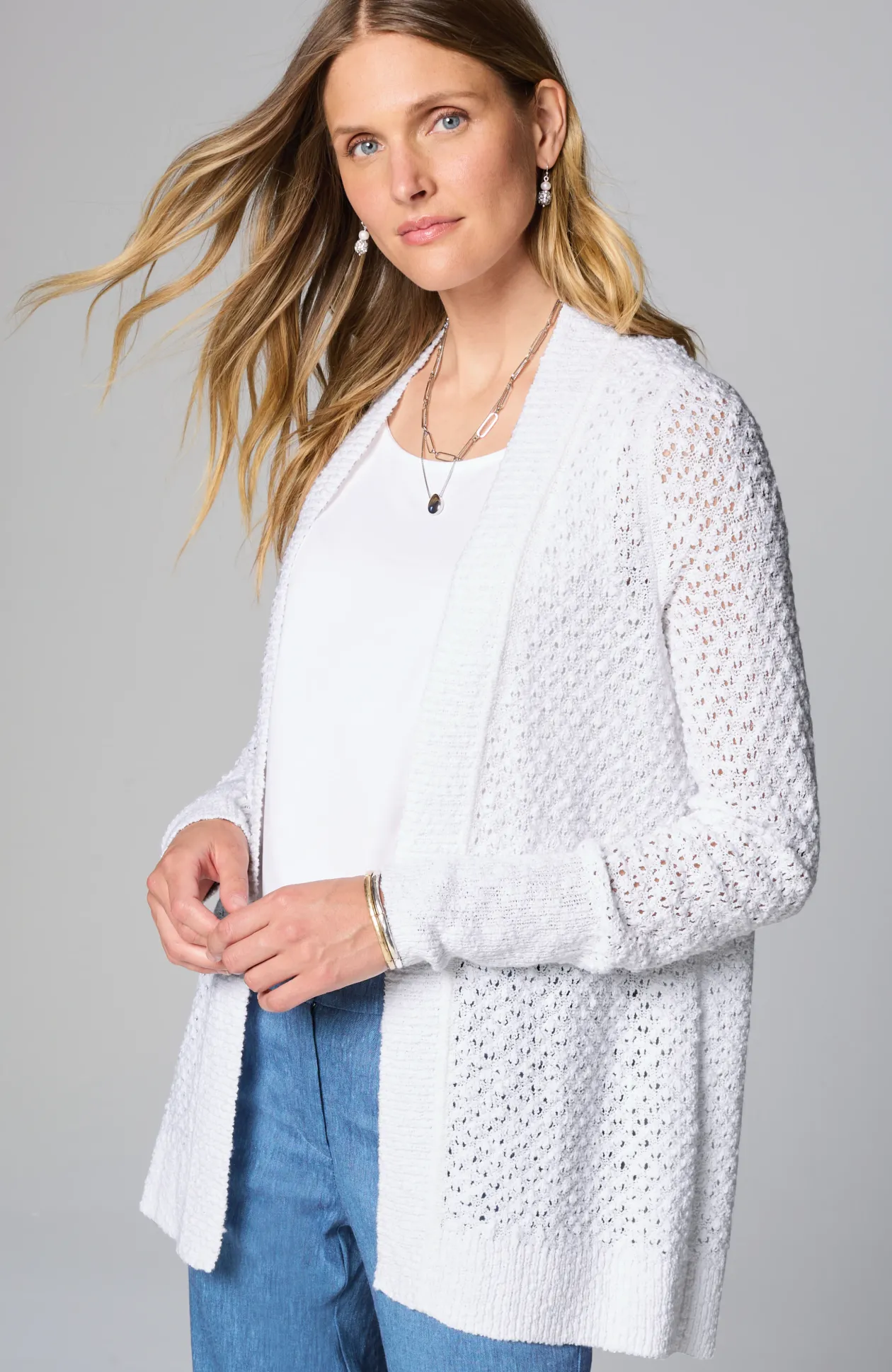 Light Textured High-Low Cardi