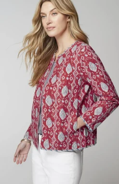 Lightweight Mixed-Print Quilted Jacket