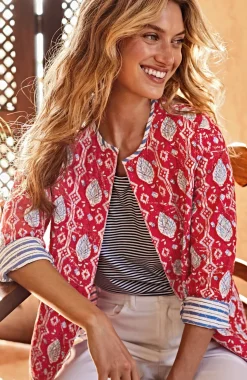 Lightweight Mixed-Print Quilted Jacket
