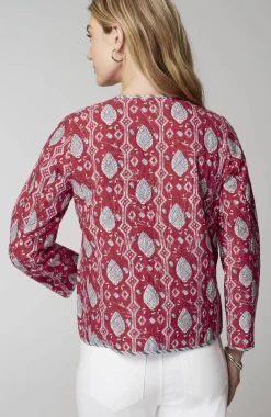 Lightweight Mixed-Print Quilted Jacket