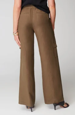 Linen & Rayon Wide-Leg Cargo Pants