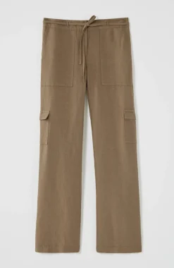 Linen & Rayon Wide-Leg Cargo Pants
