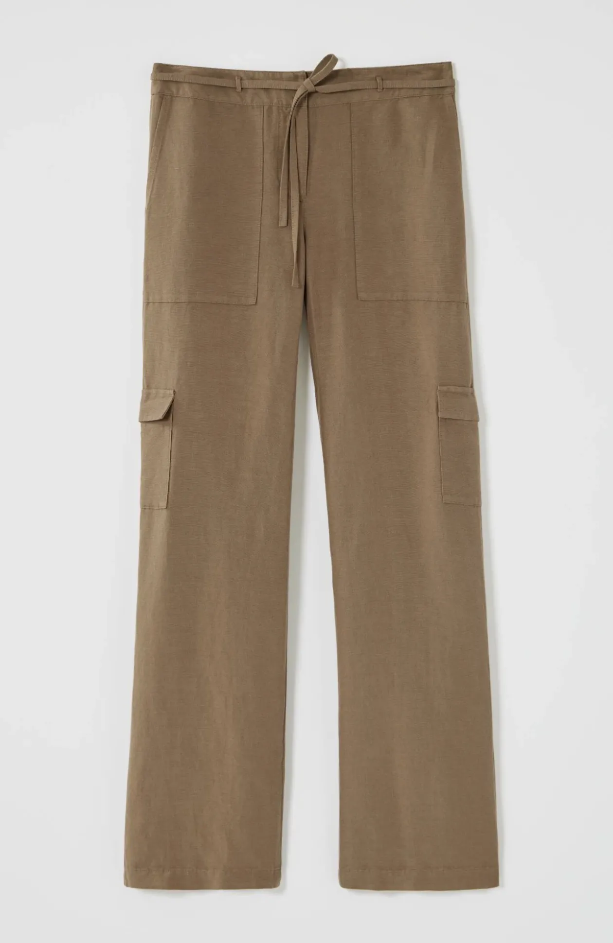 Linen & Rayon Wide-Leg Cargo Pants
