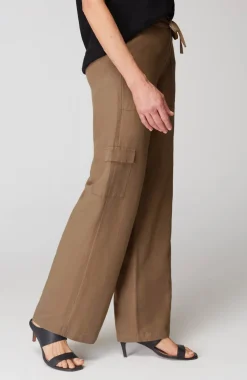 Linen & Rayon Wide-Leg Cargo Pants