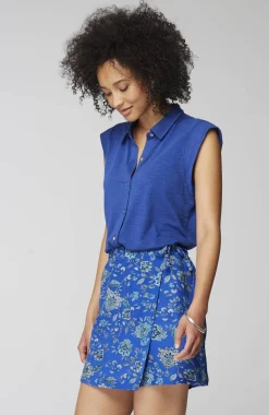 Linen & Rayon Wrap-Front Skort