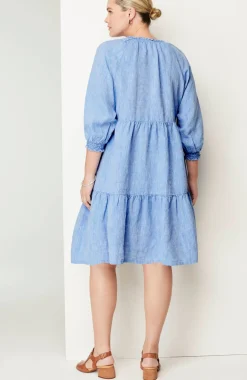 Linen Ruffled-Neck Dress