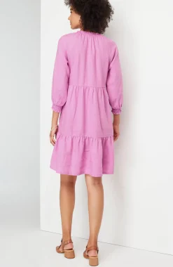 Linen Ruffled-Neck Dress