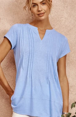 Linen-Blend Pintucked Tunic