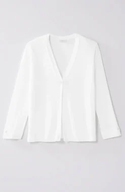 Linen-Blend Single-Button Cardi