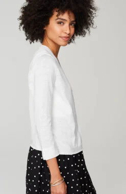 Linen-Blend Single-Button Cardi