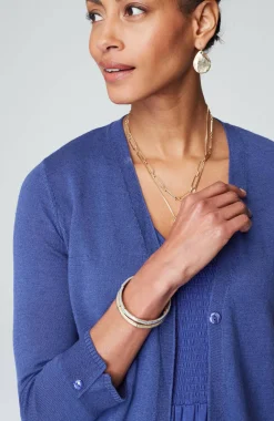 Linen-Blend Single-Button Cardi