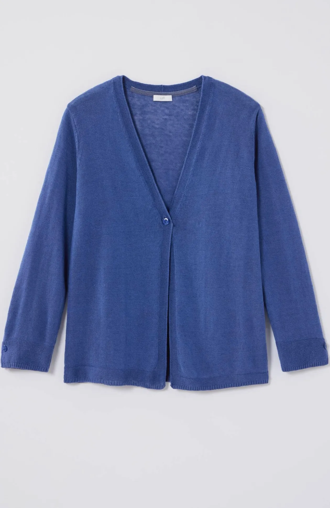 Linen-Blend Single-Button Cardi