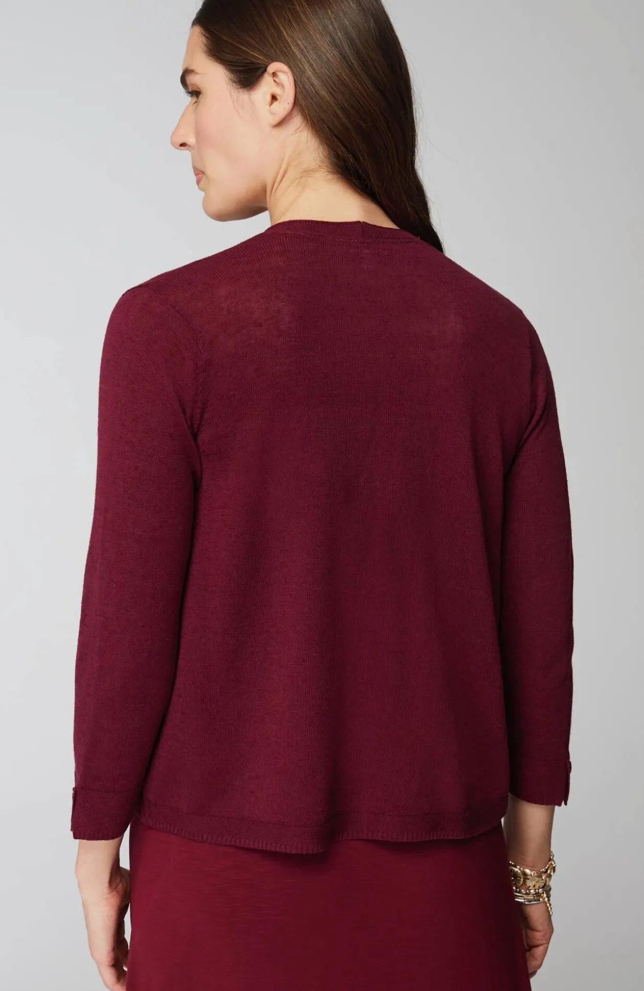 Linen-Blend Single-Button Cardi