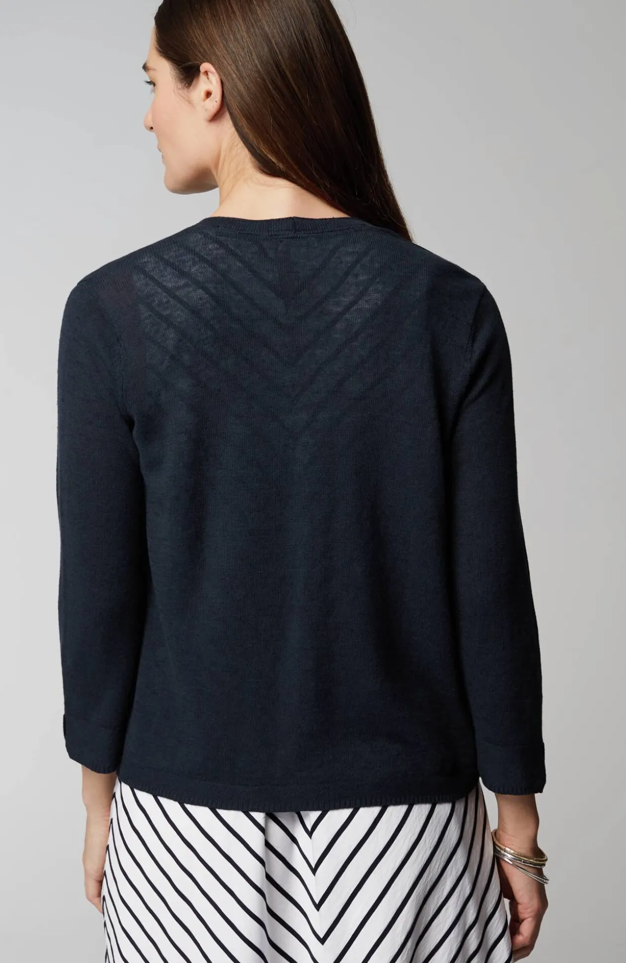 Linen-Blend Single-Button Cardi
