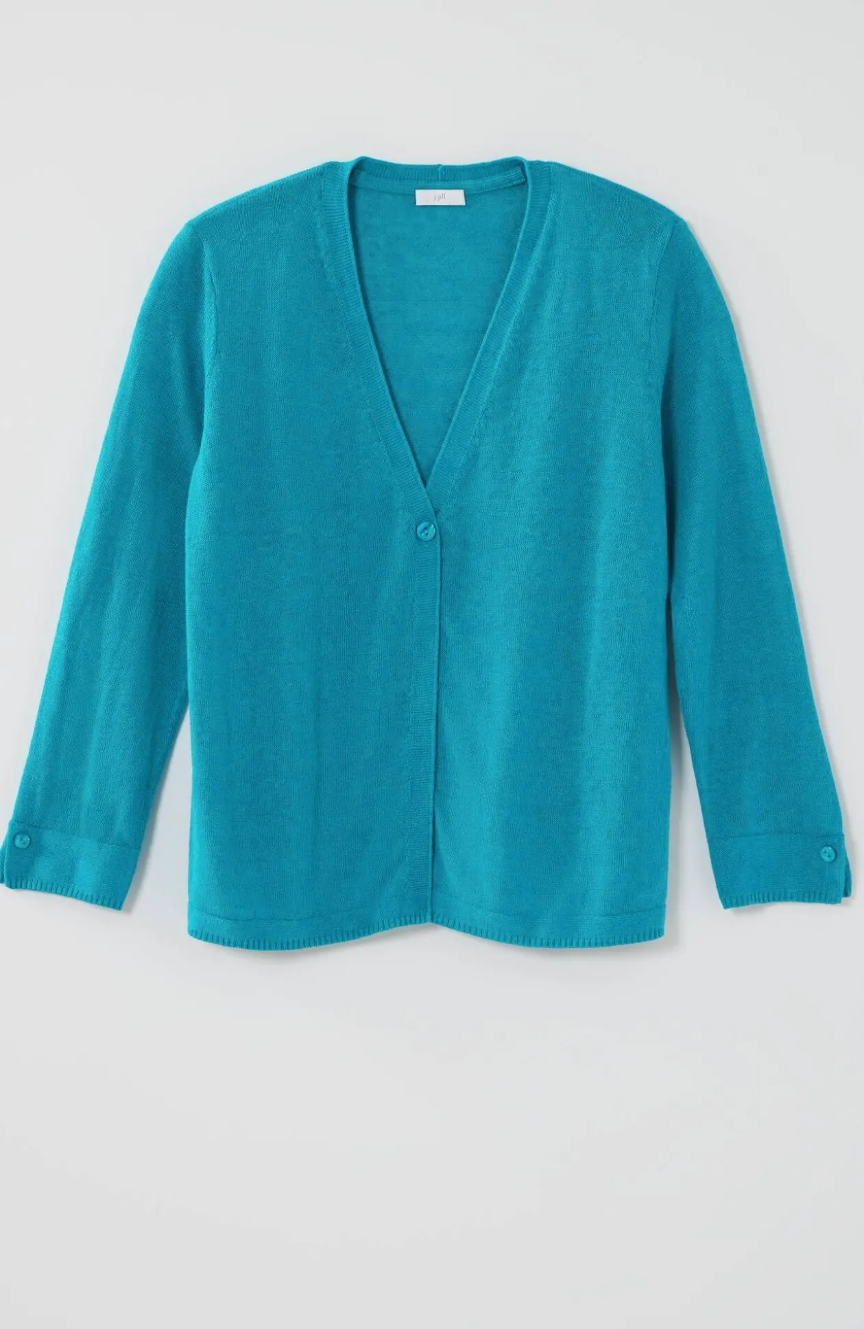 Linen-Blend Single-Button Cardi
