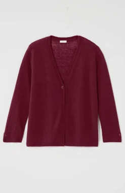 Linen-Blend Single-Button Cardi