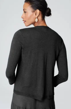 Linen-Blend Single-Button Cardi